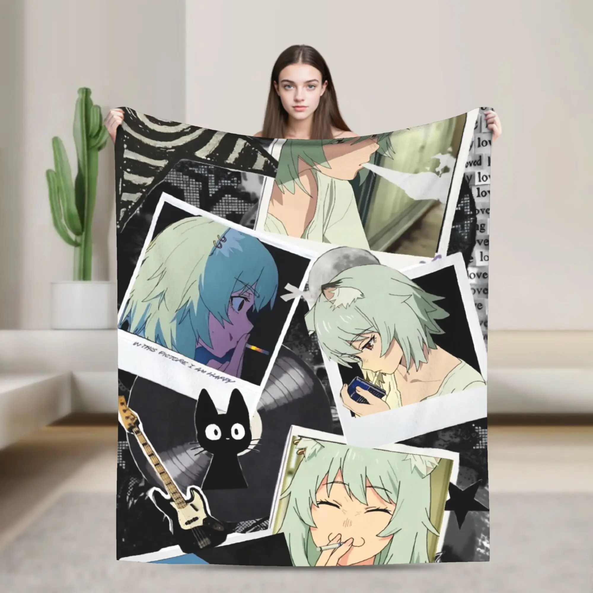 C-Chainsmoker Cats Blanket Super Soft Cozy  Throw Blankets for Couch 50x60 Inch Multi-size Bedspread