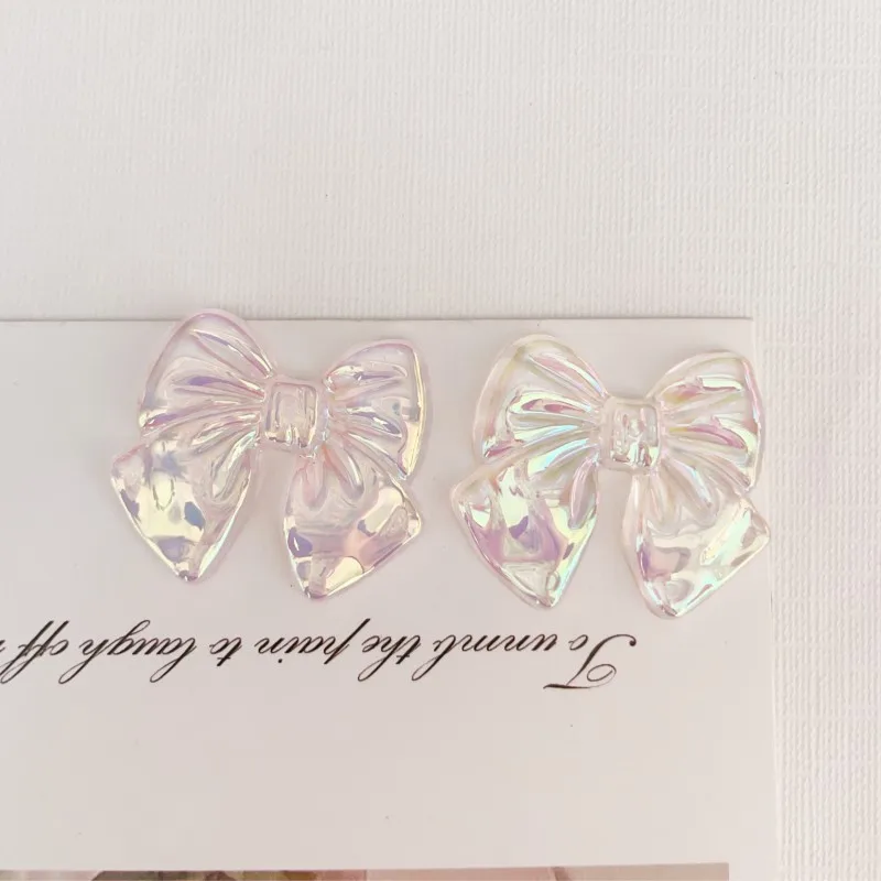 20pcs 27mm Transparent Butterfly Flat Back Resin Cabochons Patch Diy Phone Case Hair Clip Jewelry Decoration Crafts Accessories