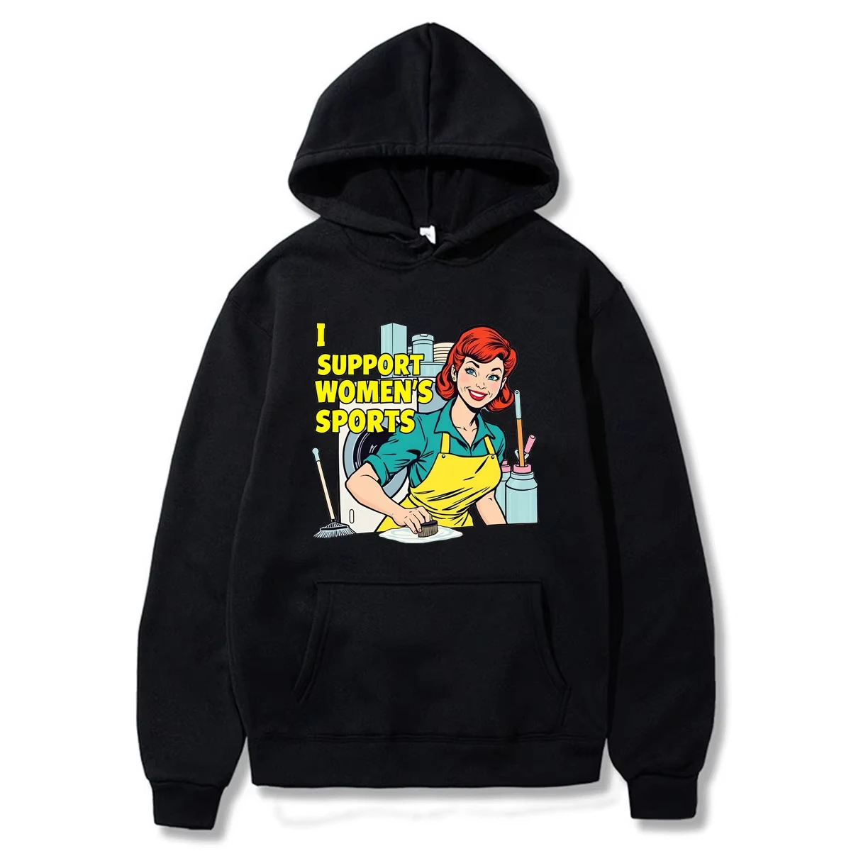I Support Women’s Sports Funny Meme Graphic Men Women Hoodies Winter Funny Clothes Fashion Oversized Long Sleeve Tops Streetwear