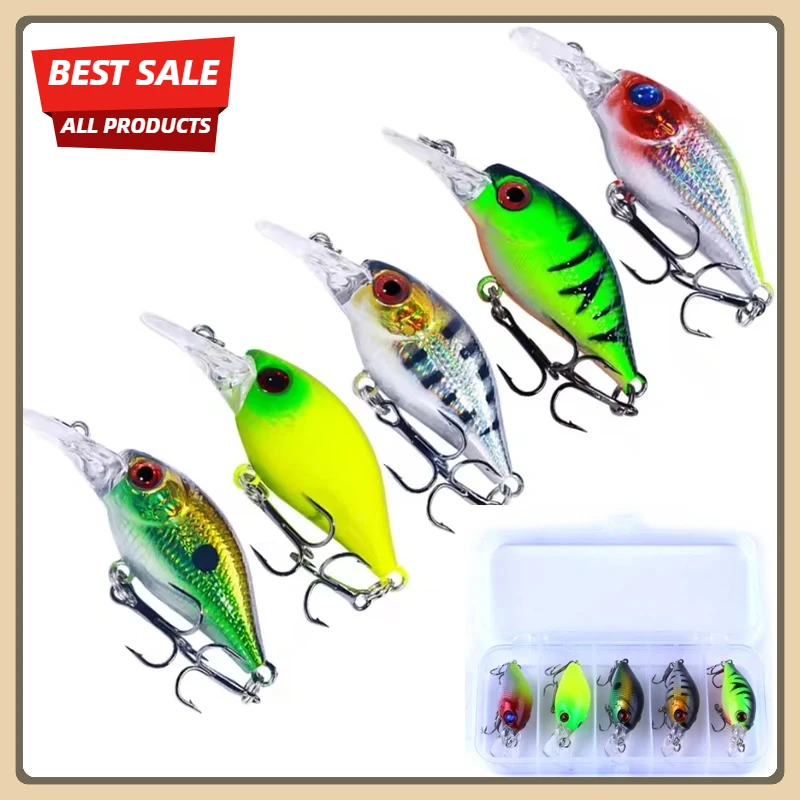 

5Pcs Crankbait Rock Fish Bass Fishing Lure Set 4.4g 5cm Artificial Baits Topwater Crank Wobblers For Pike Crankbaits Fishing