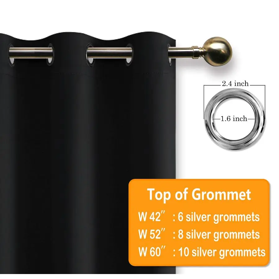 ผ้าม่านกันแสงสำหรับห้องนอน ขนาด 60 x 63 นิ้ว ผ้าม่านกันความร้อนและลดเสียงรบกวนสำหรับห้องนั่งเล่น 2 ชิ้น