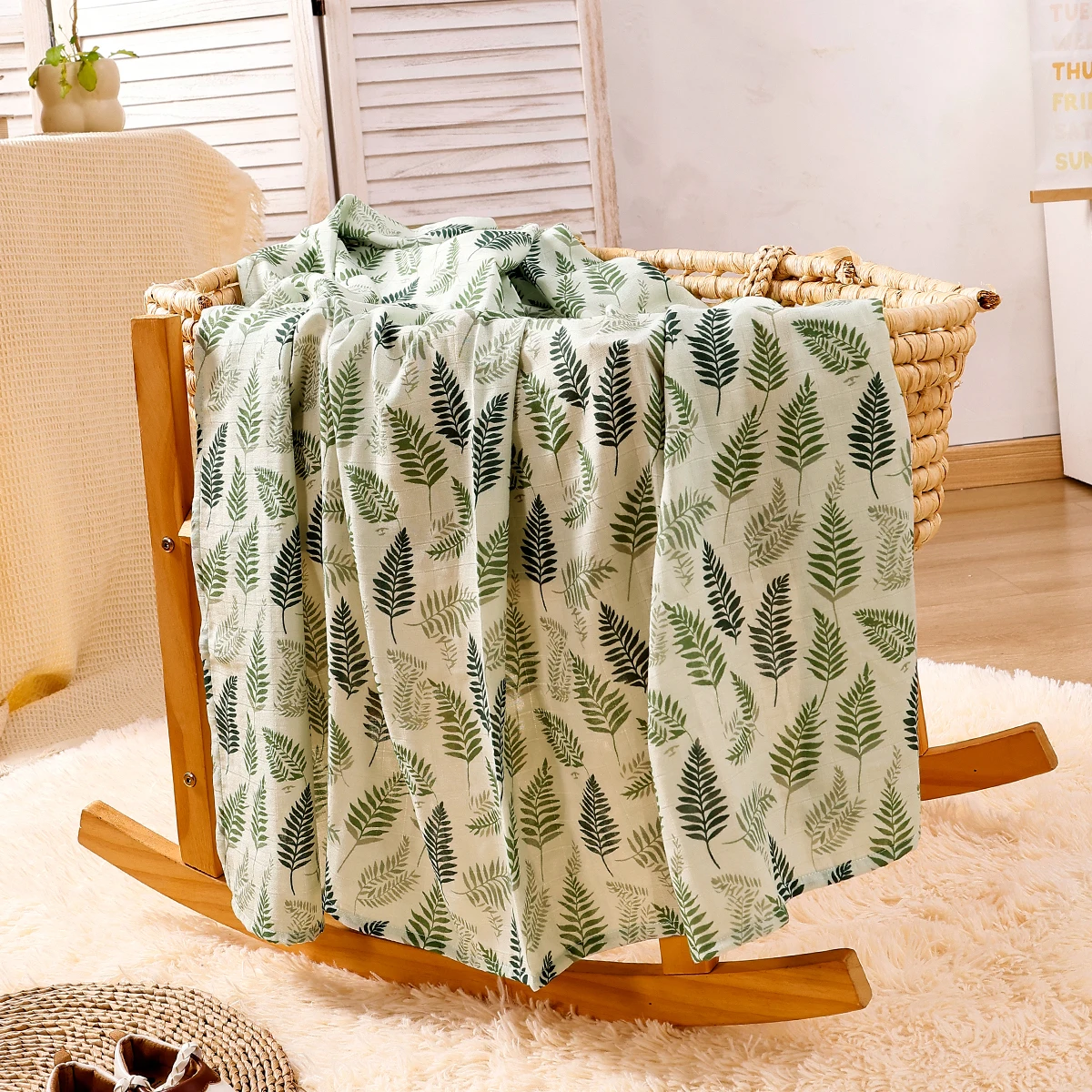 

1 шт., бамбуковое хлопковое детское муслиновое пеленальное одеяло 120x110 см, милое мягкое детское полотенце с принтом, удобное одеяло для новорожденных