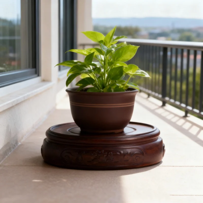 Ebony Carving Mini Sculpture Jewelry Crafts Rack Flower Pot Vase Display Rack Flower Plate Base Fish Tank Plant Decoration Base