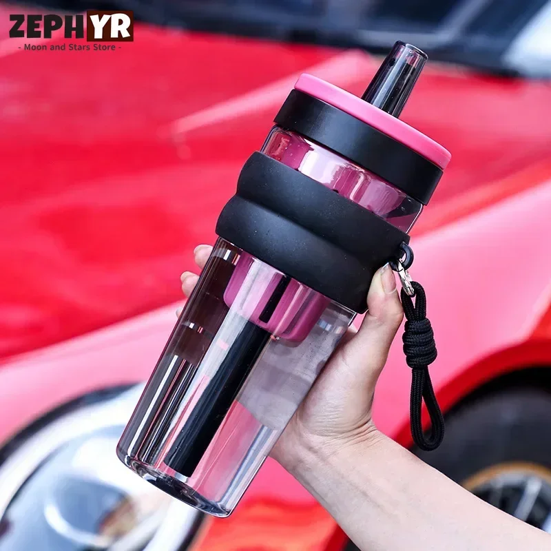 Botella De Agua deportiva De 1000ML con pajita, tazas De Agua para exteriores, taza De café con leche, artículos para bebidas para coche deportivo, Botellas De Agua De 1 Litros