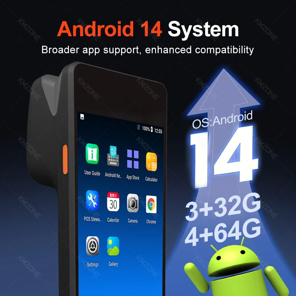 5.45/6/8 inch 4G64G Android 14 POS PDA with 58mm/80mm Thermal Bill Receipt Thermal Printer All in One POS Machine for Loyverse