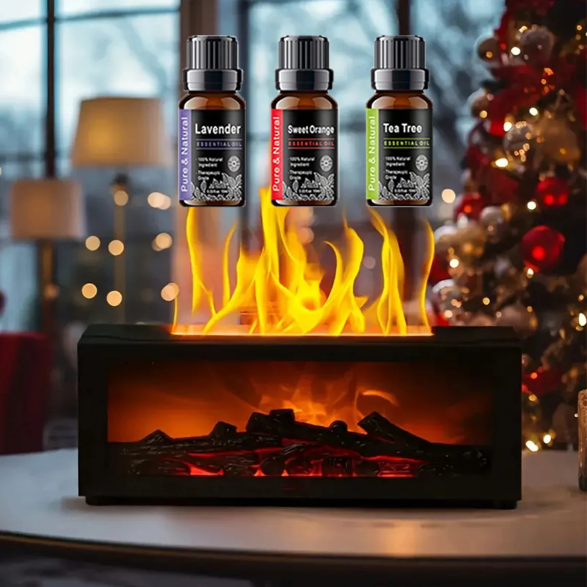 

Диффузор эфирного масла 300 мл с красочным пламенем, ароматерапевтической машиной, увлажнителем воздуха, автоматическим выключением, таймером и дистанционным управлением для дома