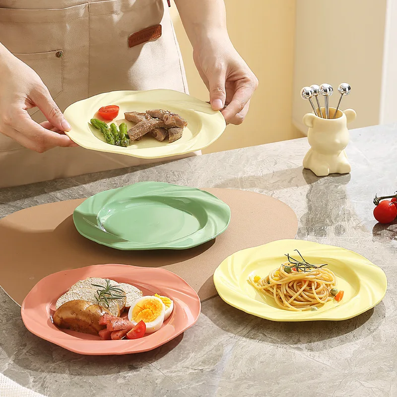 Plato de comida estilo Crema para Tartas, plato de comida para Sushi, dumplings, plato de Pasta, platos de fiesta reutilizables, 4 piezas, para el hogar