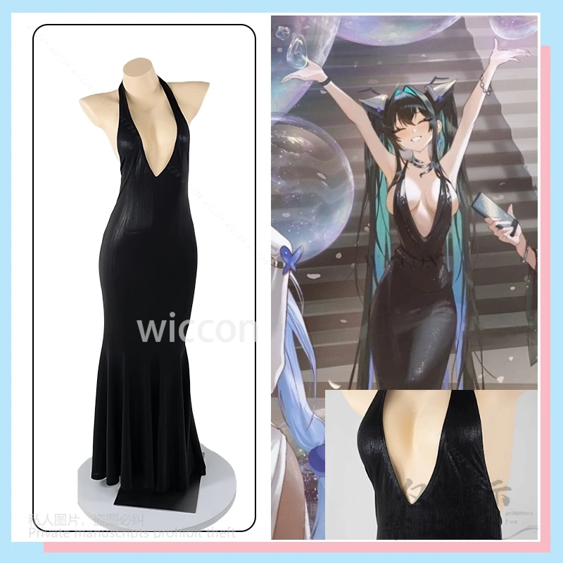 

Anime Game Nikke Halter Little Mermaiddd 2.5th Anniversary Costume Elegant Evening Party Deep V Backless Sexy Dress Cosplay New