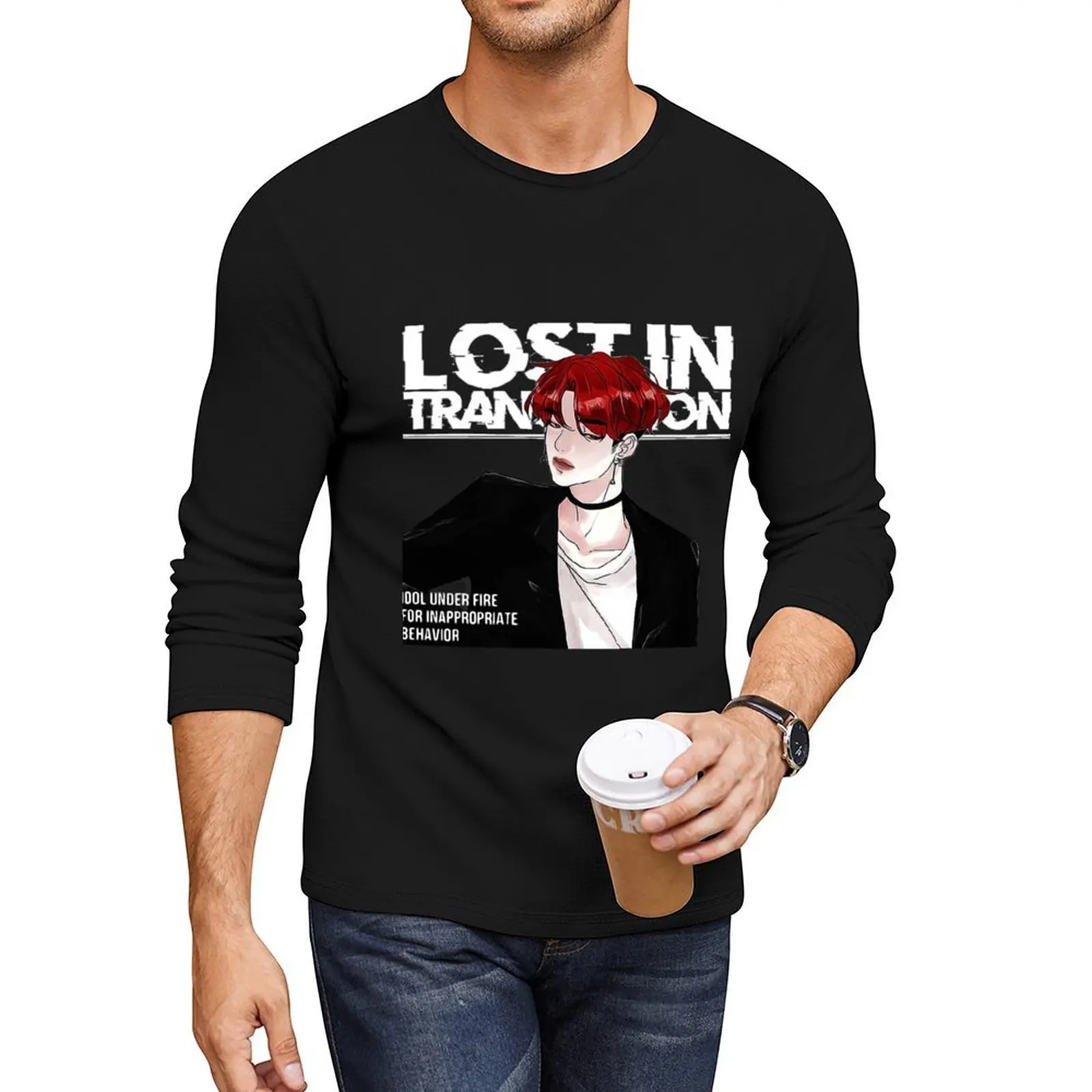 فقدت في الترجمة-آهن جايون تي شيرت طويل ملابس لطيف ملابس kawaii أسود تي شيرت مخصص تي شيرت تي شيرت الرجال