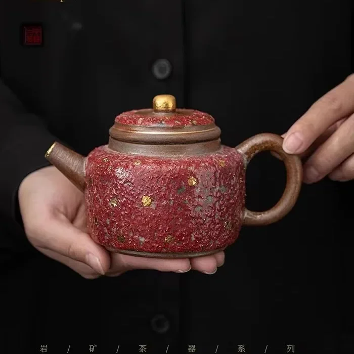 Top Designer Chinese Tea Tools New Dianjin Dezhong Hu Yan Mine Handmade Tea Set Household Teapot Coarse Pottery Single Tea Pot