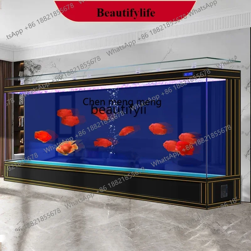 

G153 Large fish tank aquarium against the wall living room household floor-to-ceiling ultra-white glass ecological filtration cy