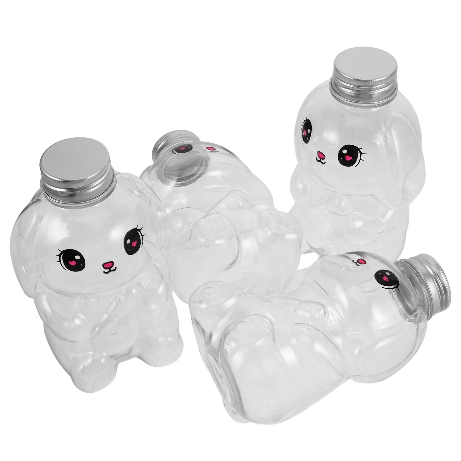 

4Pcs Mini Rabbit Shaped Beverage Bottle 500Ml Reusable Milk Tea Container Portable Drink Jar for Party Gathering on-The-Go