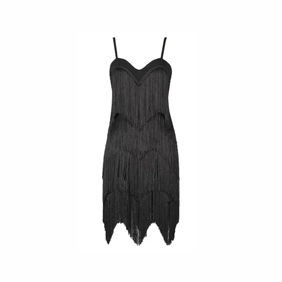 Salle de bal ventre Samba Tango pratique vêtements gland et sans manches femme robe de danse latine femmes robes