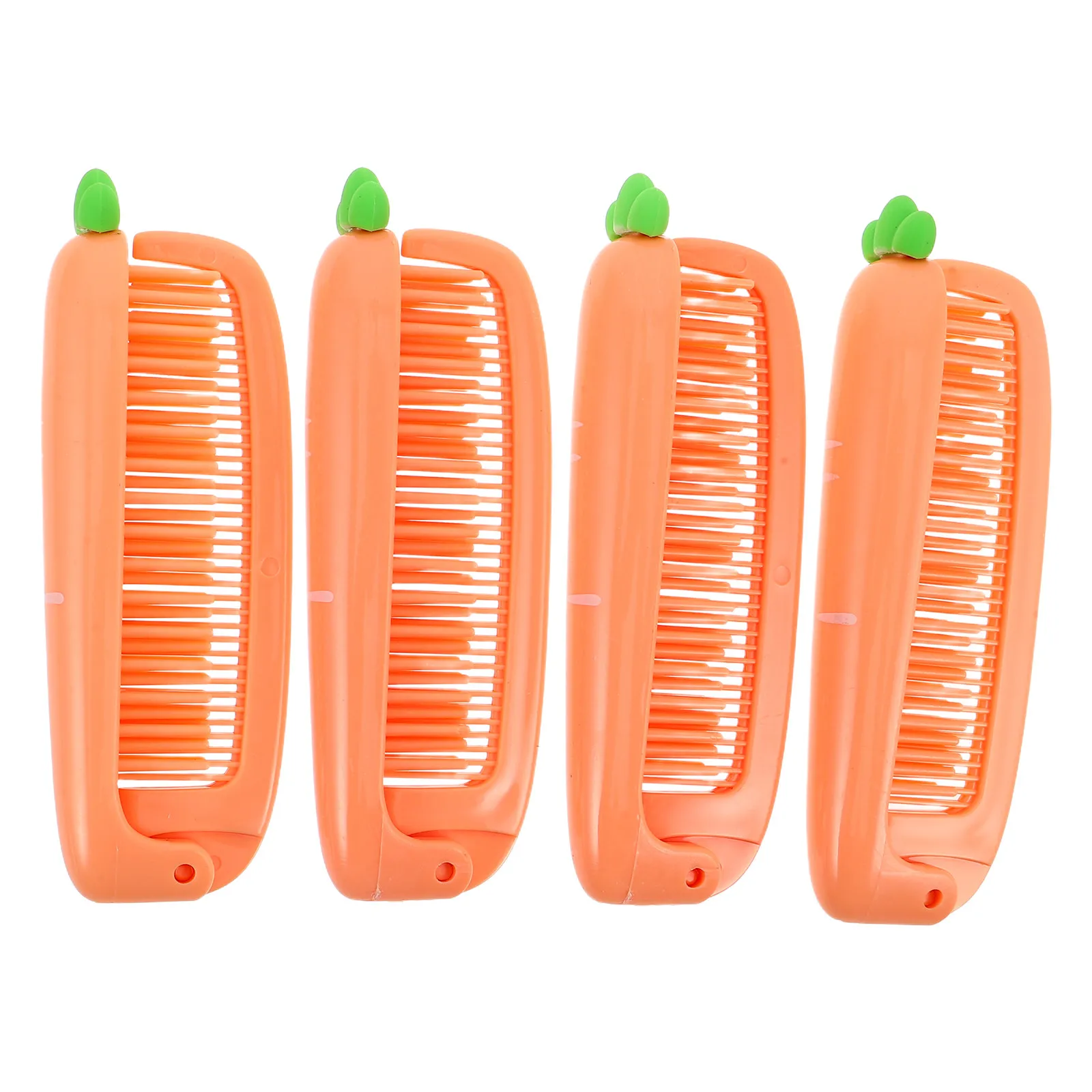 

4Pcs Carrot Kids Folding Fine Tooth Comb Portable Travel Pocket Cartoon Hair Comb for Children School Holidays Daily Use