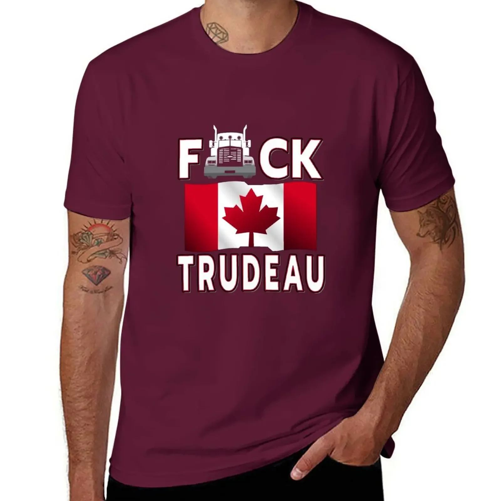 Hippie Clothes Men Clothings F-CK TRUDEAU SAVE CANADA FREEDOM CONVOY OF TRUCKERS WHITE T-Shirt Aesthetic Clothing Harajuku Style