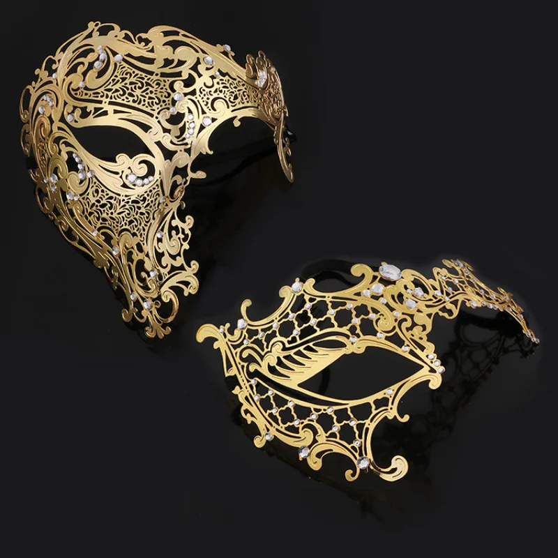 Sexy Half Face Mask Princess Dress Mask Halloween Metal Hollow Diamond Mask Masquerade Party