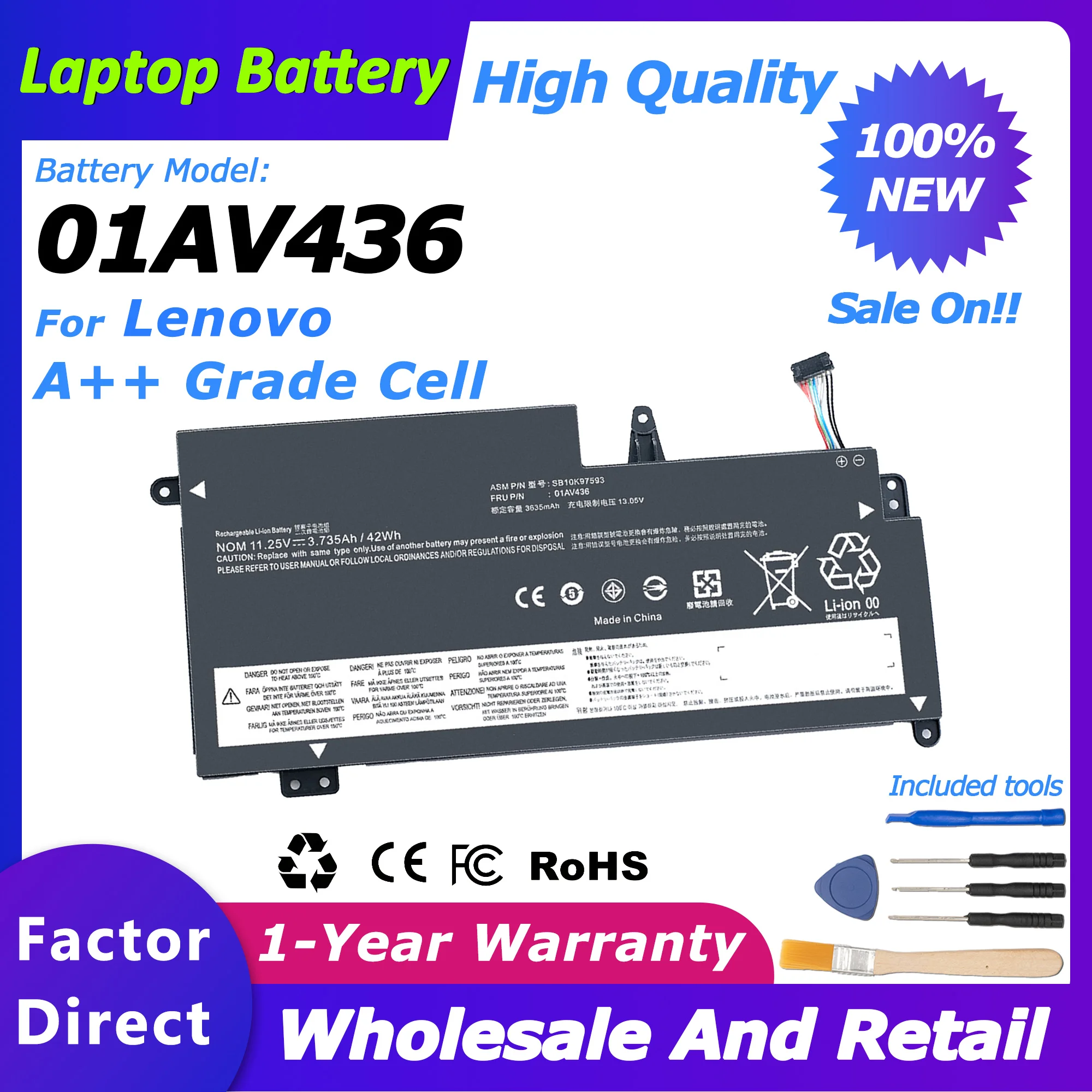 

01AV436 01AV437/01AV400 Аккумулятор для ноутбука Lenovo ThinkPad 13 Chromebook Series 2017 2018 1-го 2-го поколения 3685 мАч