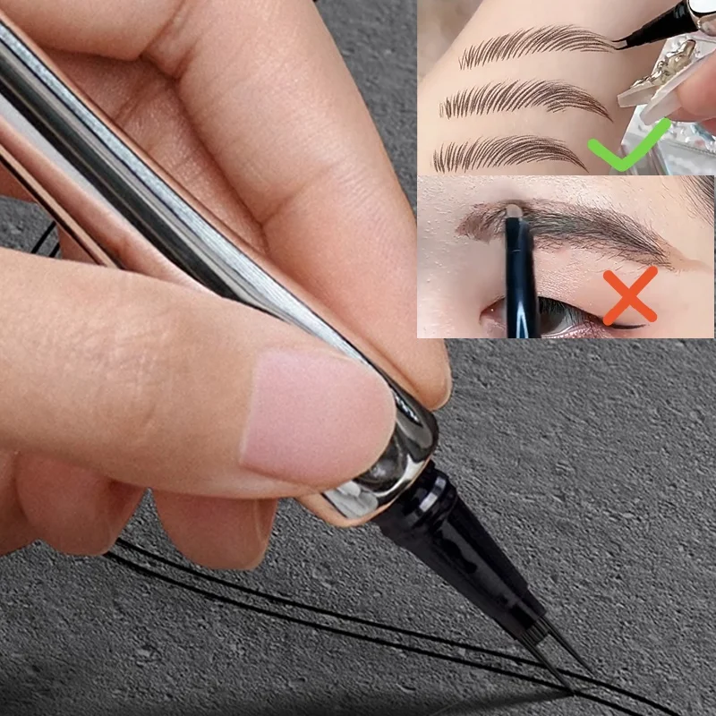 Waterproof Liquid Brow Pencil with Micro-Fork Tip Ergonomic Design Smudgeproof Long Lasting Fine Sketch Eyebrow Pen INS Cosmetic