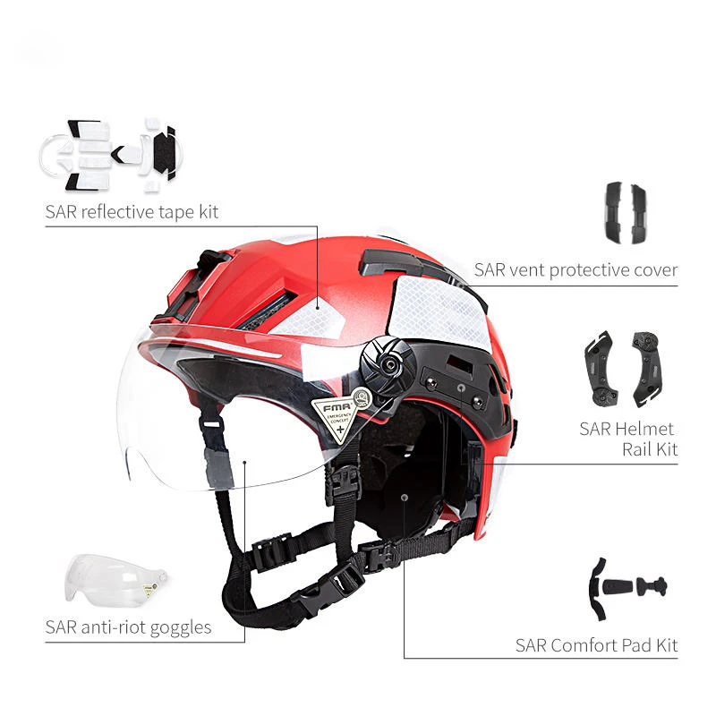 2024 Emergency Firefighting Rescue Lightweight Helmet Adjustable Fire Resistant ABS+EPS Foam Inner Pad