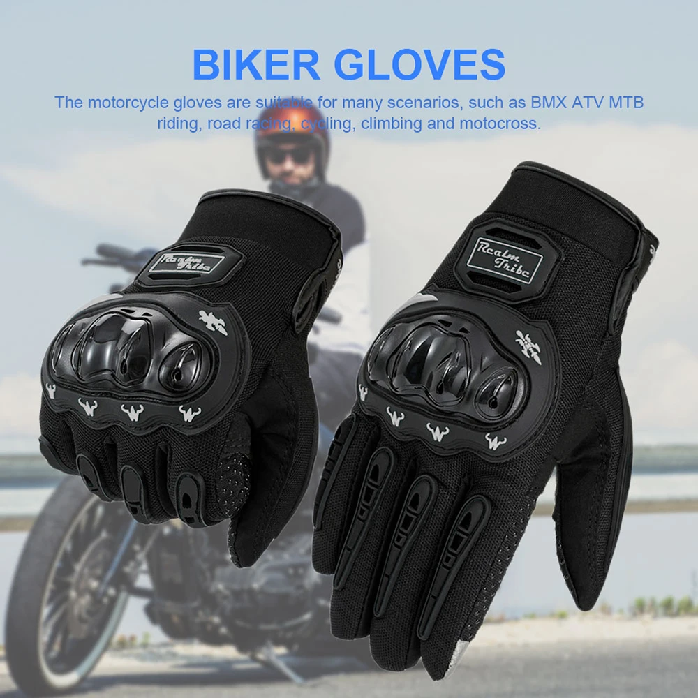 1Pair Motorcycle Gloves Breathable Full Finger Racing Gloves Outdoor Sports Bike Gloves for BMX ATV Road Racing Summer Winter