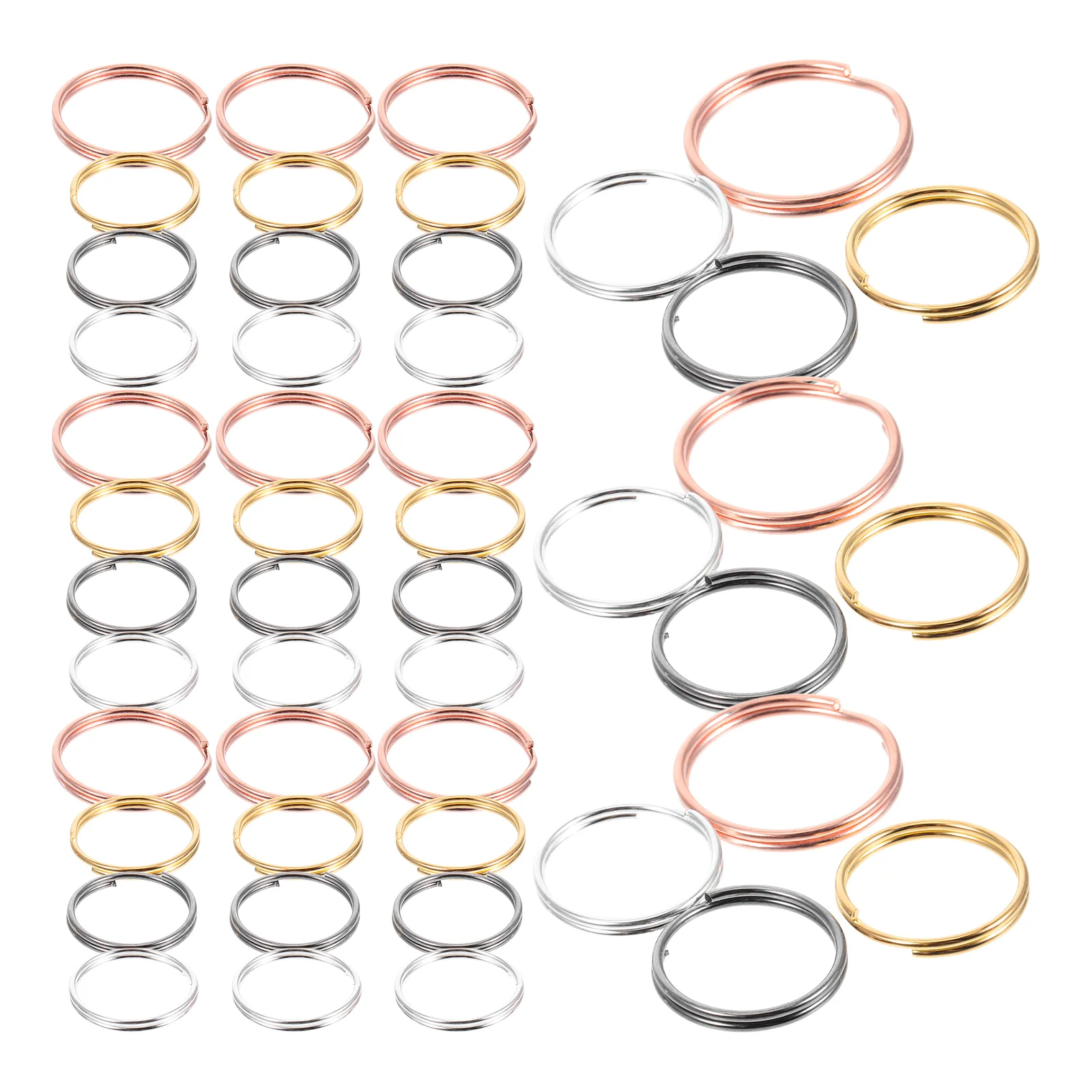 170 PCS Key Ring Accessories Chain Rings Large The Small Split Keychain Silver Mini Open Stainless Steel Wire Hook