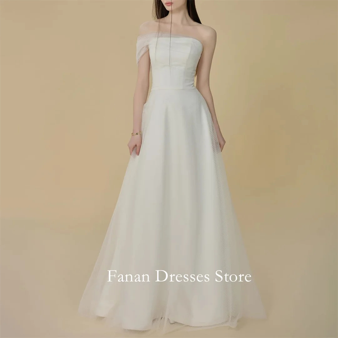 FANAN Korea One-Shoulder Organza Elegant A-Line Simple Wedding Dresses 웨딩드레스 Ruched Corset Ivory Customized Pretty  Bride G