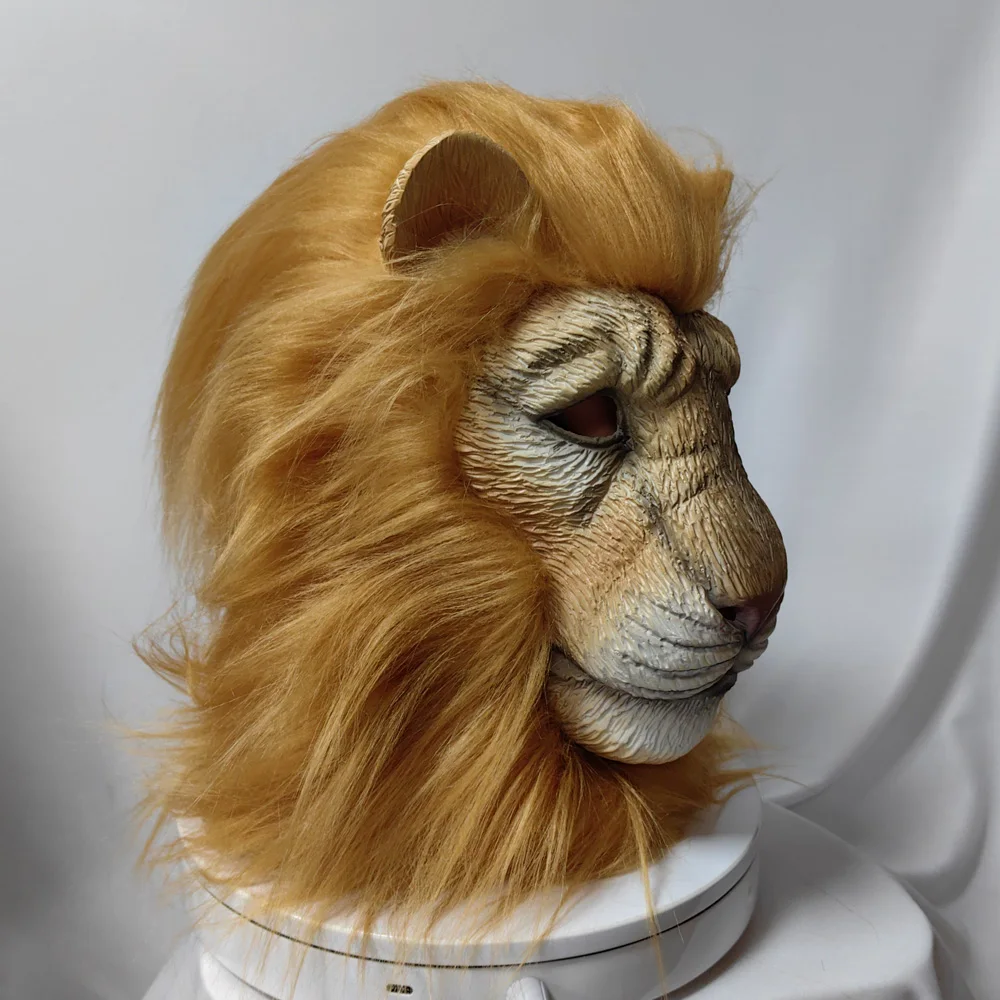 Animal Lion Mask Cosplay Beast White Lion Latex Masks Carnival Dress Up Masquerade Halloween Party Costumes Props Gifts