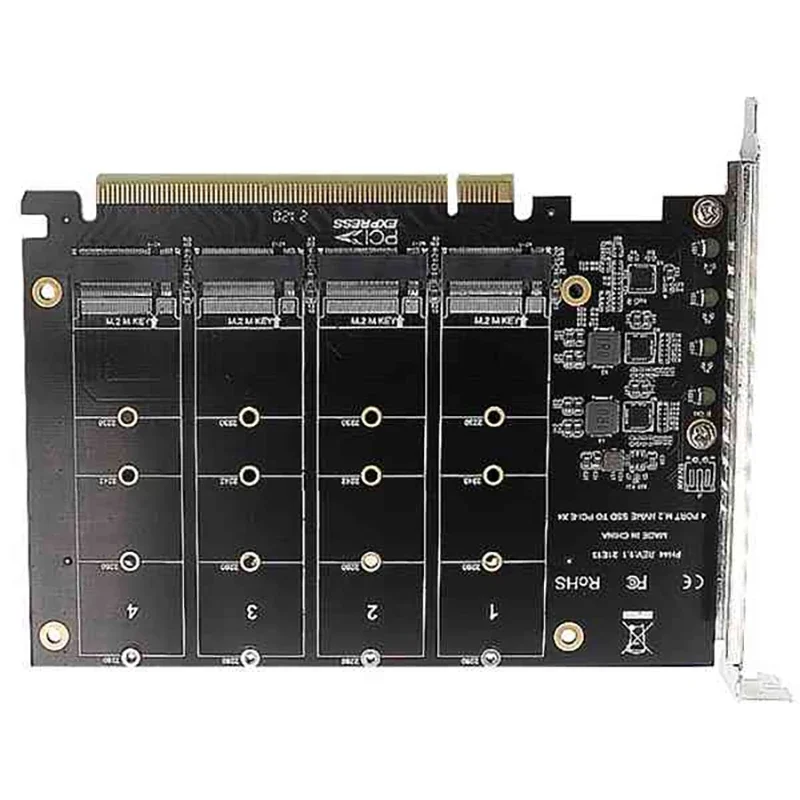 ハードドライブコンバーターリーダー拡張カード、4ポートm2-nvme-ssdからpcie-x16mキー、4x32gbps、4x32gbps、ph44