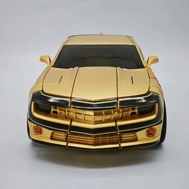 28cm transformação robô brinquedos ouro bumblebee figura de ação liga parcial camaro carro presente natal do menino