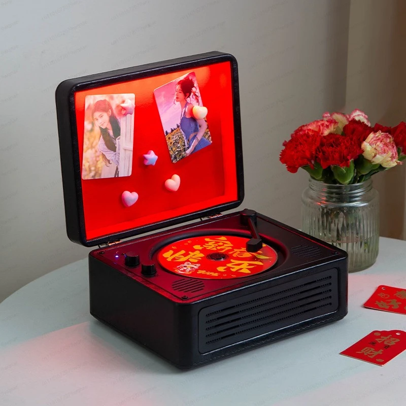 New retro cd player music album bluetooth stereo all-in-one player record player cd playe