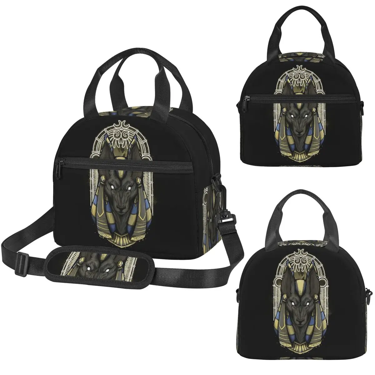 

Изолированная сумка для обеда с изображением египетского бога Анубиса для детей, школьная термосумка-холодильник, портативная сумка для обеда