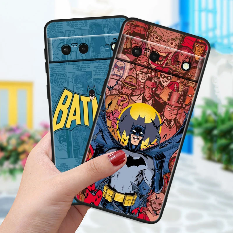 Superman Batman For Google Pixel 8 7A 6A 5A 5 4 4A XL Pro 5G Black Soft Shockproof Phone Case