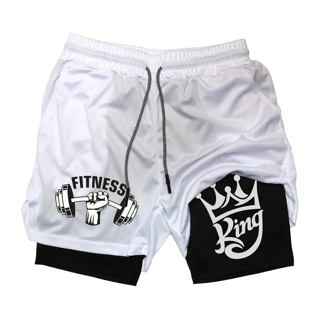 Summer Breathable Two-in-one Double-layer Shorts Men's Elastic Compression Shorts Quick-drying Multi-functional Shorts M-3XL