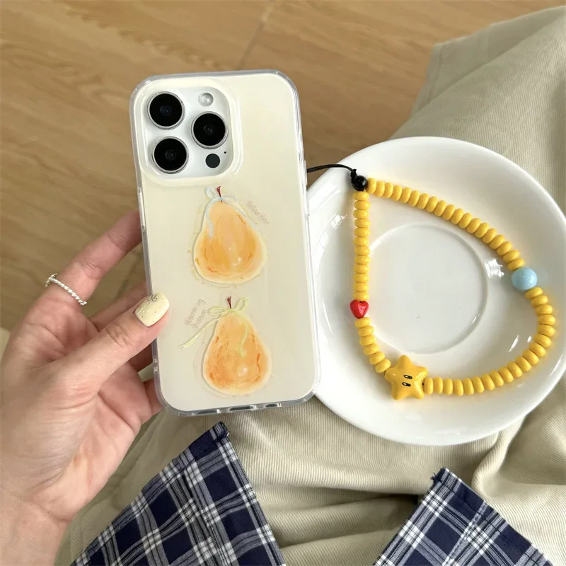 النفط اللوحة الفاكهة الأصفر الكمثرى اللوحة المائية الفن جراب هاتف آيفون 16 15 14 13 برو ماكس حالة لطيف الفاخرة الكرتون غطاء #1