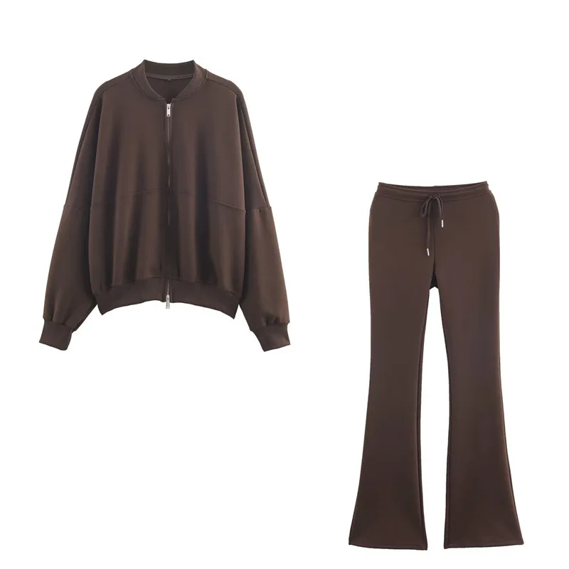 

Повседневный спортивный костюм, куртка-бомбер на молнии, двусторонние расклешенные брюки из ткани