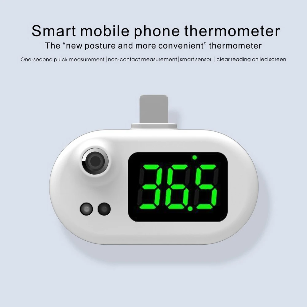 Mini USB Smart Thermometer LED Display Cell Phone Infrared Thermometer Type-C/Android/Apple Plug Temperature Measuring Treasure