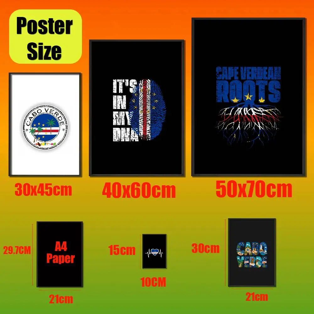 For Africa Cape Verde Passport Map Icon Poster Cover Wall Murals Home Custom Self-adhesive Decoration Sticker Playbill Film