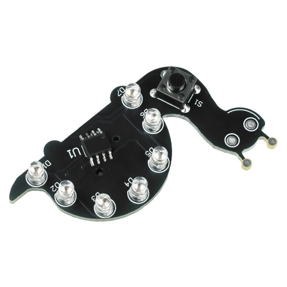 Snail Shape LED Running Light Soldering Practice Board DIY Electronic Kit 7 Green LEDs 6 Lighting Modes Welding Training Kit