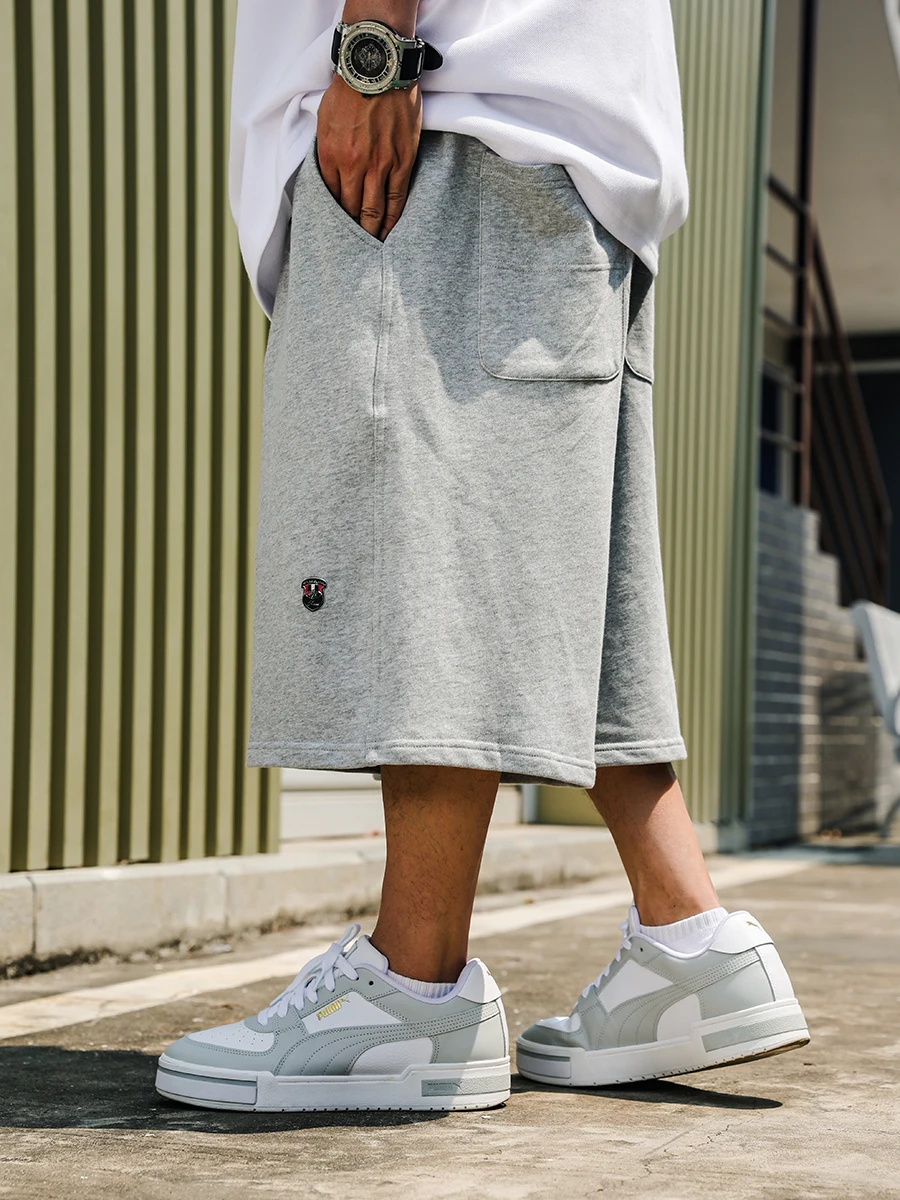 Acusa Heavyweight Pure Cotton Fleece Knee-Length Shorts American Street Style Elastic Drawstring Breathable Multicolored Casu...