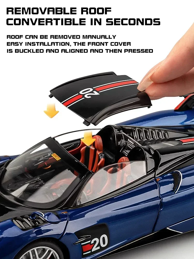 Diecast Grote 1/18 Huayra BC Supercar Legering Diecast Model Auto Geluid & Licht Simulatie Collectie Verjaardagscadeau Speelgoed