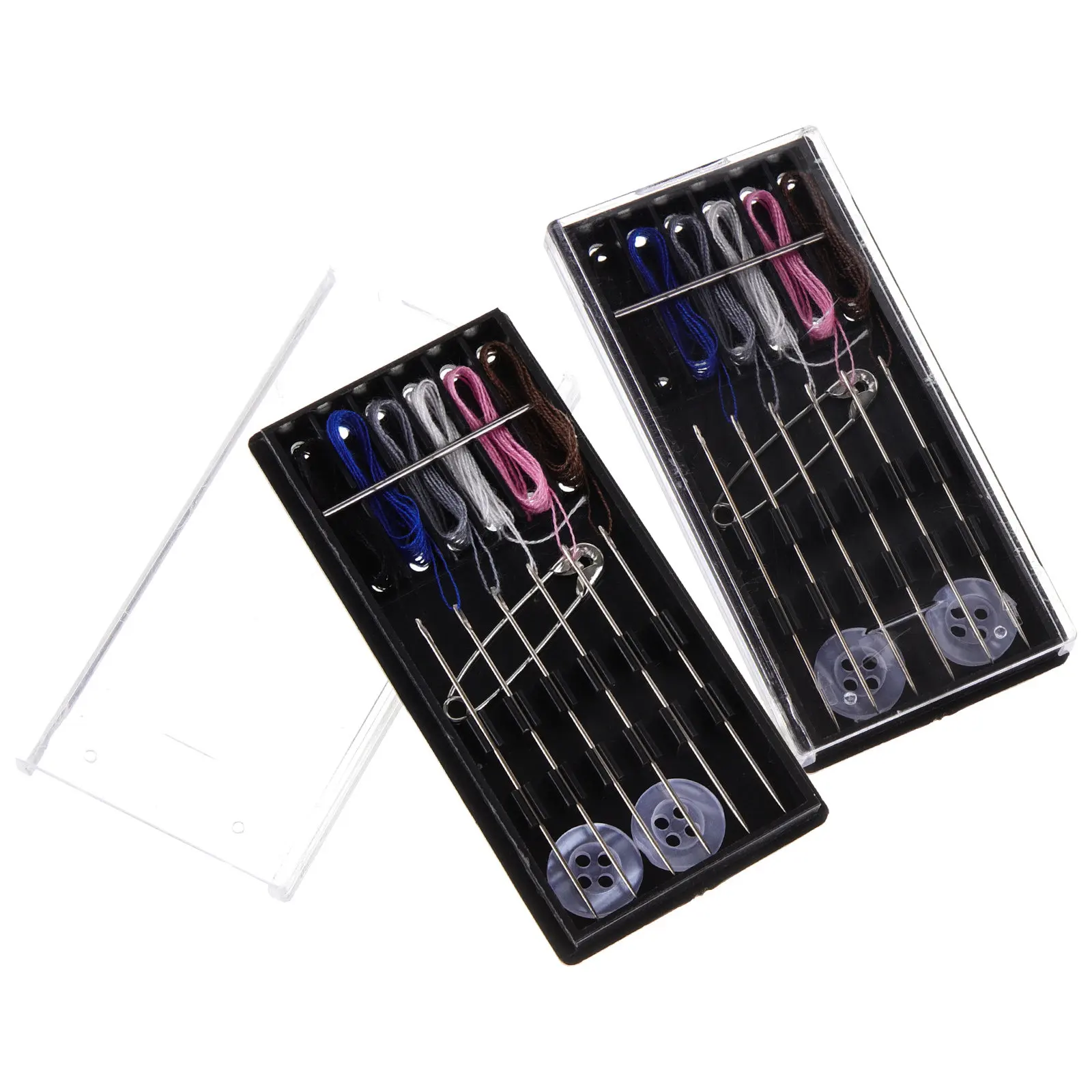 2Sets Household Sewing Kits Compact Portable Needle Thread Tool for Clothes Repair Hand Stitching Box for Sewing