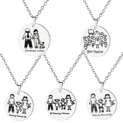 Fashion Best Teacher Gift Family Forever Mom Dad Daughter Son Charm Necklace Forever Couple Lovers Jewelry Gifts