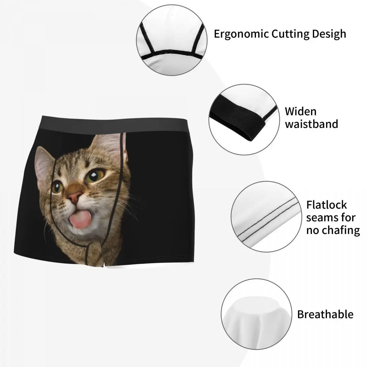 Men Portrait of Domestic Cat Underwear Cute Kittens Printed Boxer Briefs Shorts Panties Male Breathable Underpants Plus Size