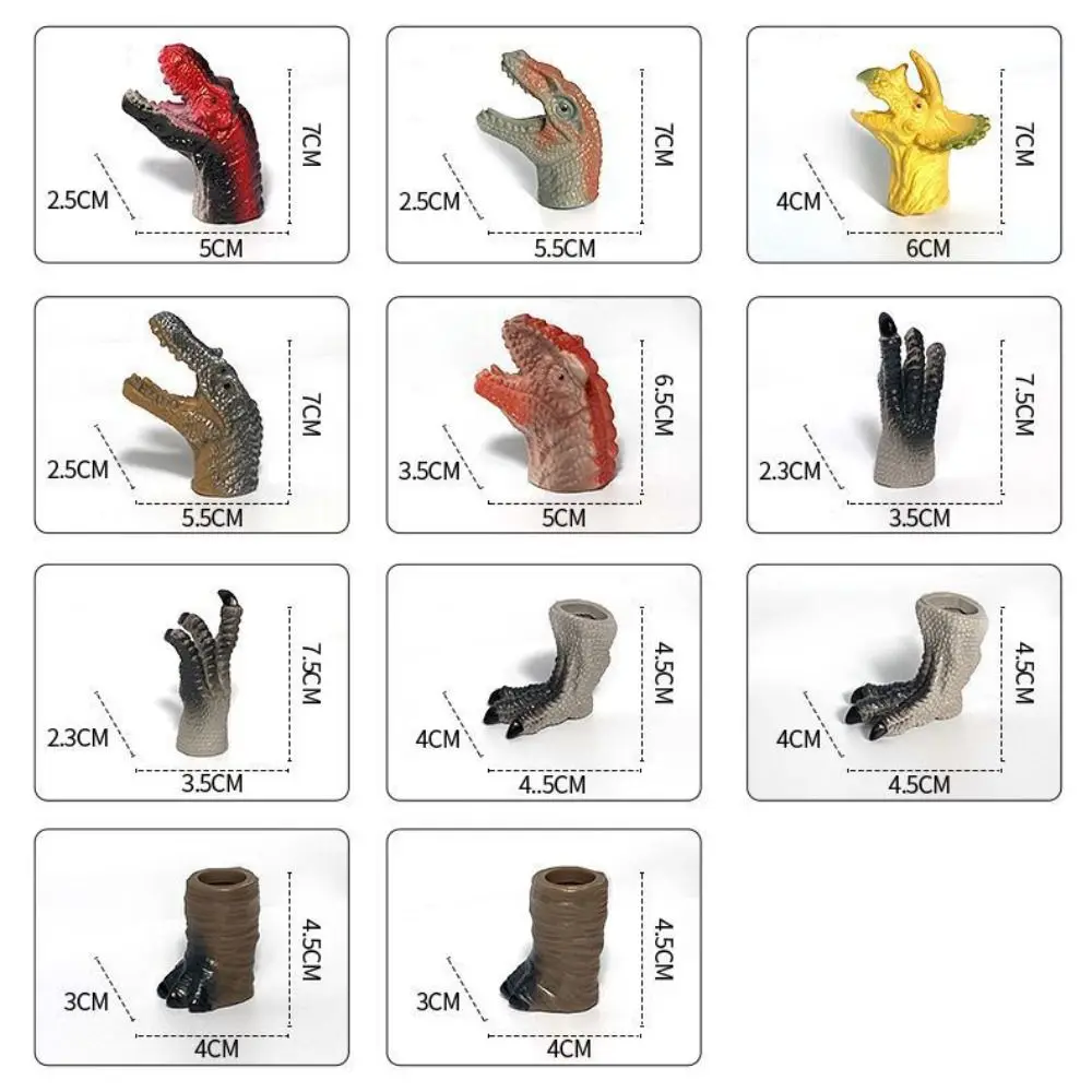 Marionnette à doigt de dinosaure de dessin animé, 5 pièces, jouets, marionnettes à main en caoutchouc, tête de dinosaure, poupée à doigt Funky