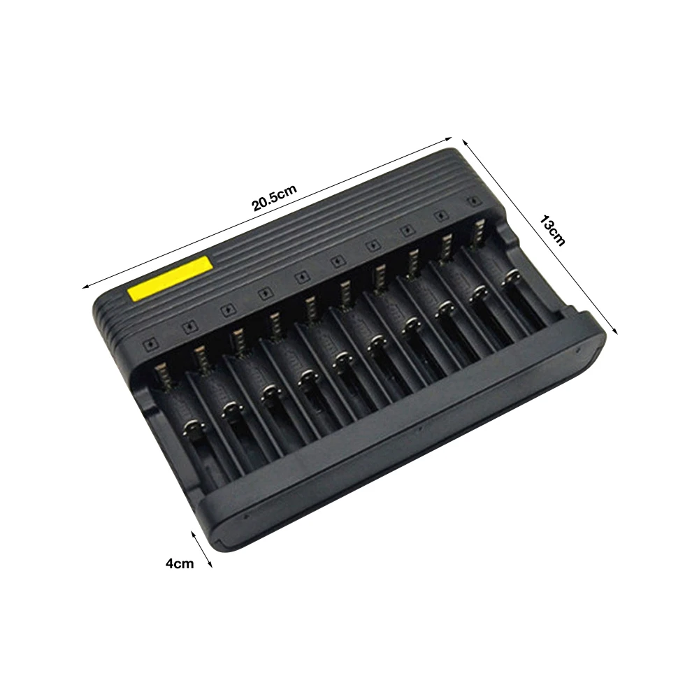 10 Slots Battery Charger Indicator Light for 18650 26650 25500 16340 14500 10440 17500 Rechargeable Batteries EU US Plug Charger