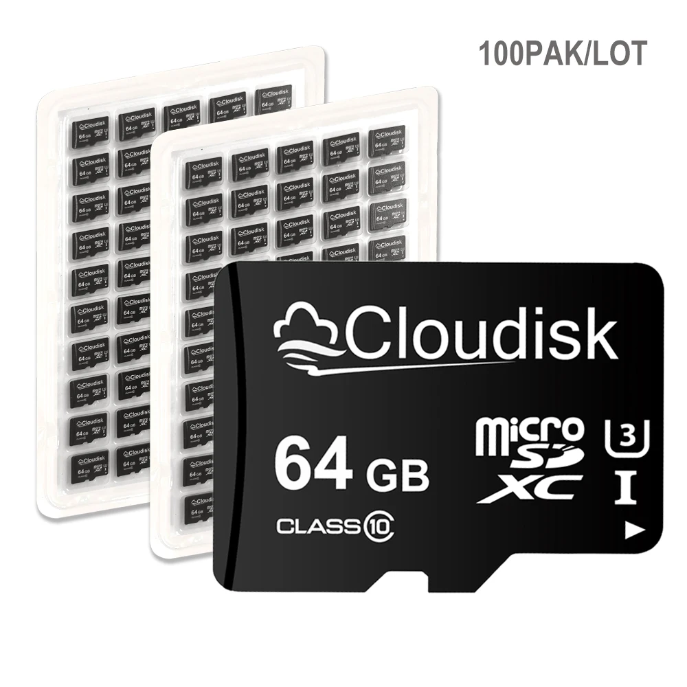 Cloudisk 100Pcs Ultra Micro SD Card Flash Memory Card 64GB 32GB 16GB 8GB 4GB 2GB C10 A1 TF Card MicroSD For Phone Tablet