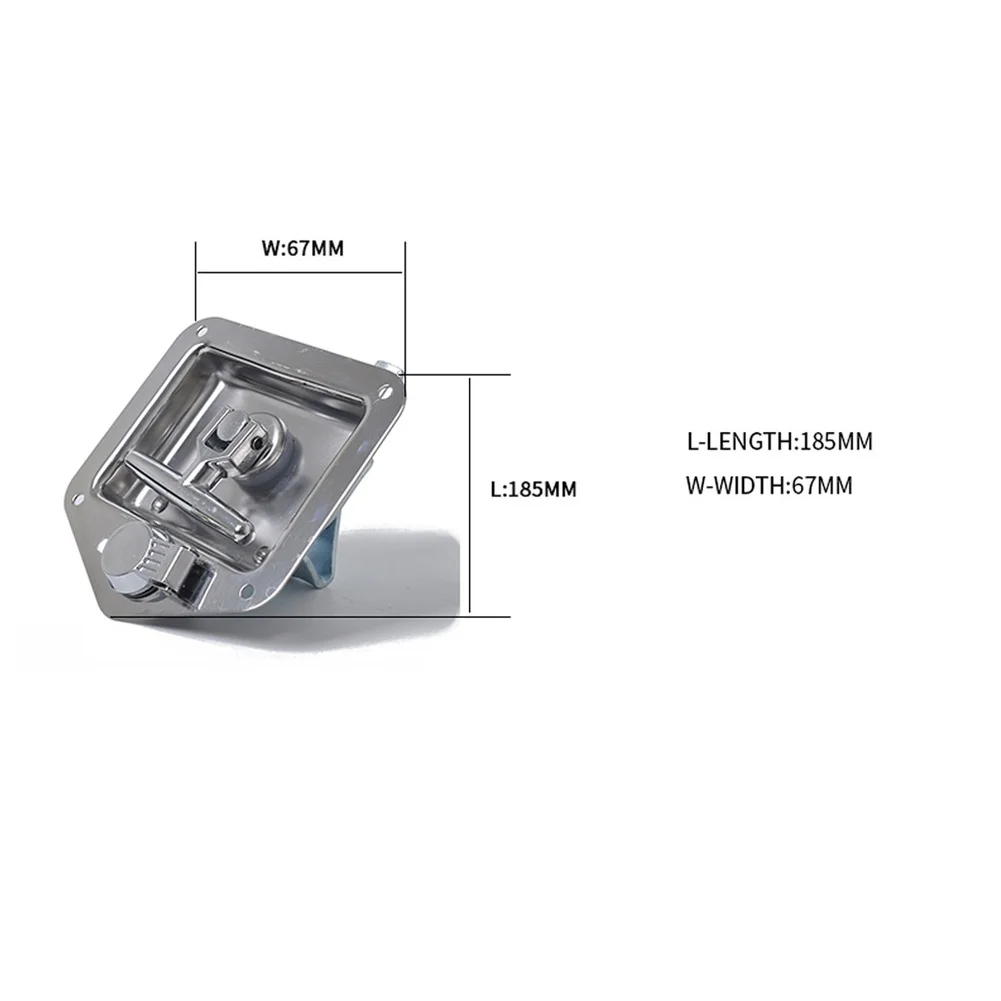 Folding T Handle Toolbox Lock Made of Stainless Steel 304 for RVs Trailers Trucks and Metal Tool Cabinets with 2 Keys view 2