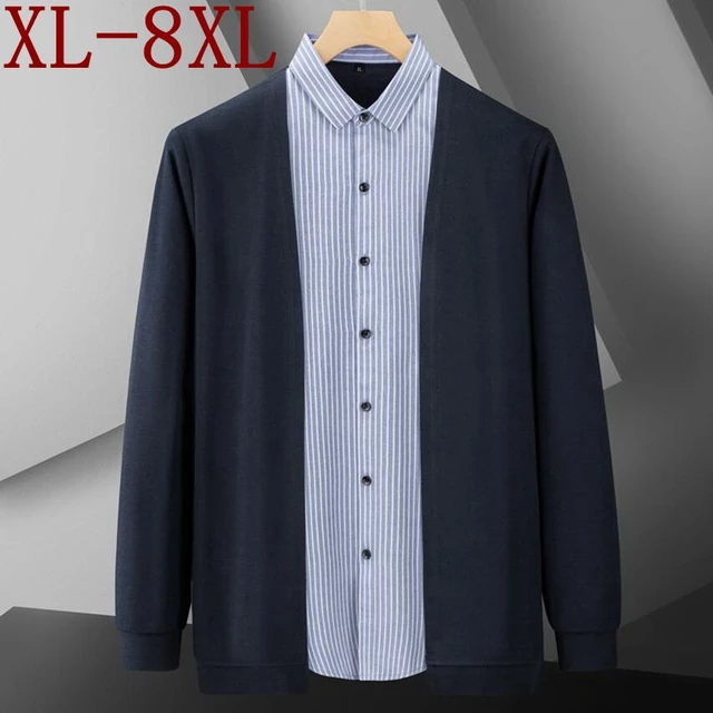 8XL 7XL 6XL New Fall High End Fashion Designer Fake Two Pieces Loose Cardigan Men Clothing Striped Mens Jackets Casual Cardigans AliExpress
