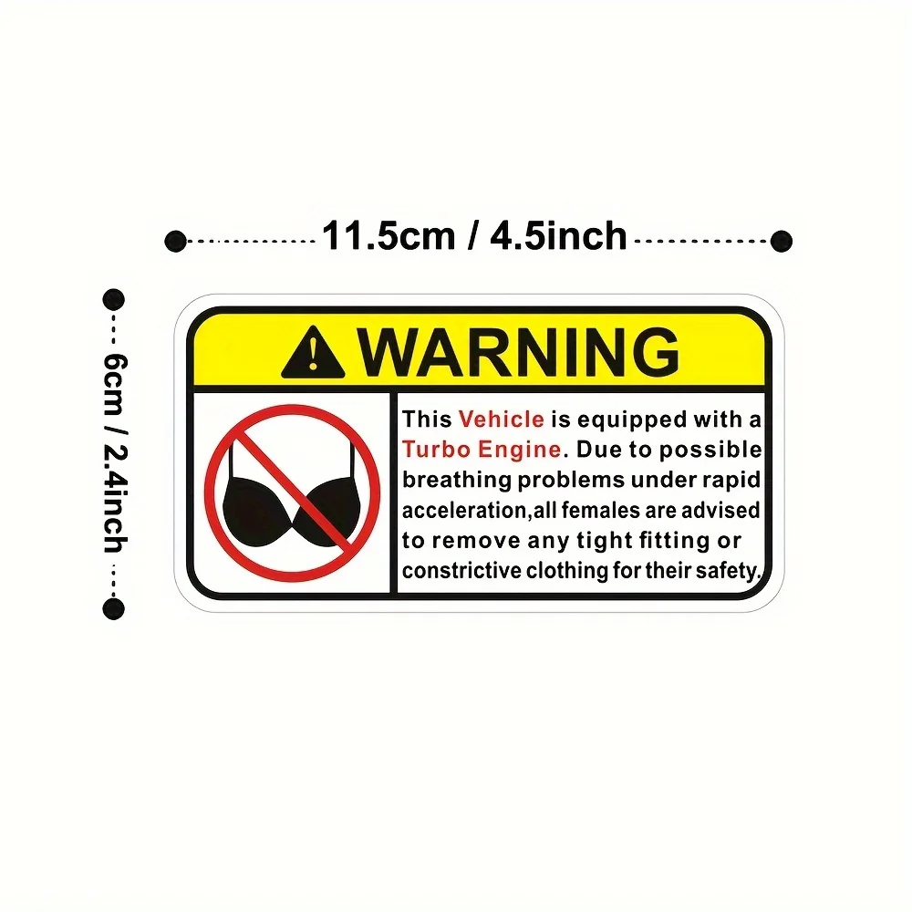 2PCS/SET Funny Turbo Engine Warning Waterproof Stickers Vinyl Decals for Car Truck Auto Modification Decor image 2