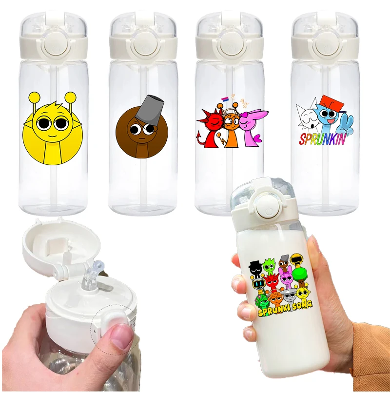 

400ml Sprunkid Water Cup Boy Girls Portable Plastic Transparent Large Capacity Sport Water Bottle Juice Cup Drinkware Party Gift